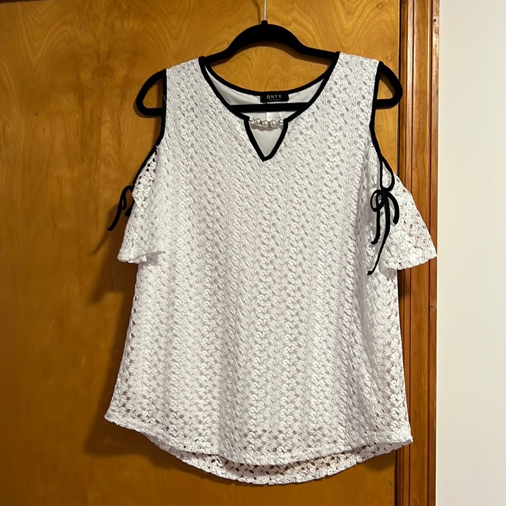 Like new lace top with off shoulder design